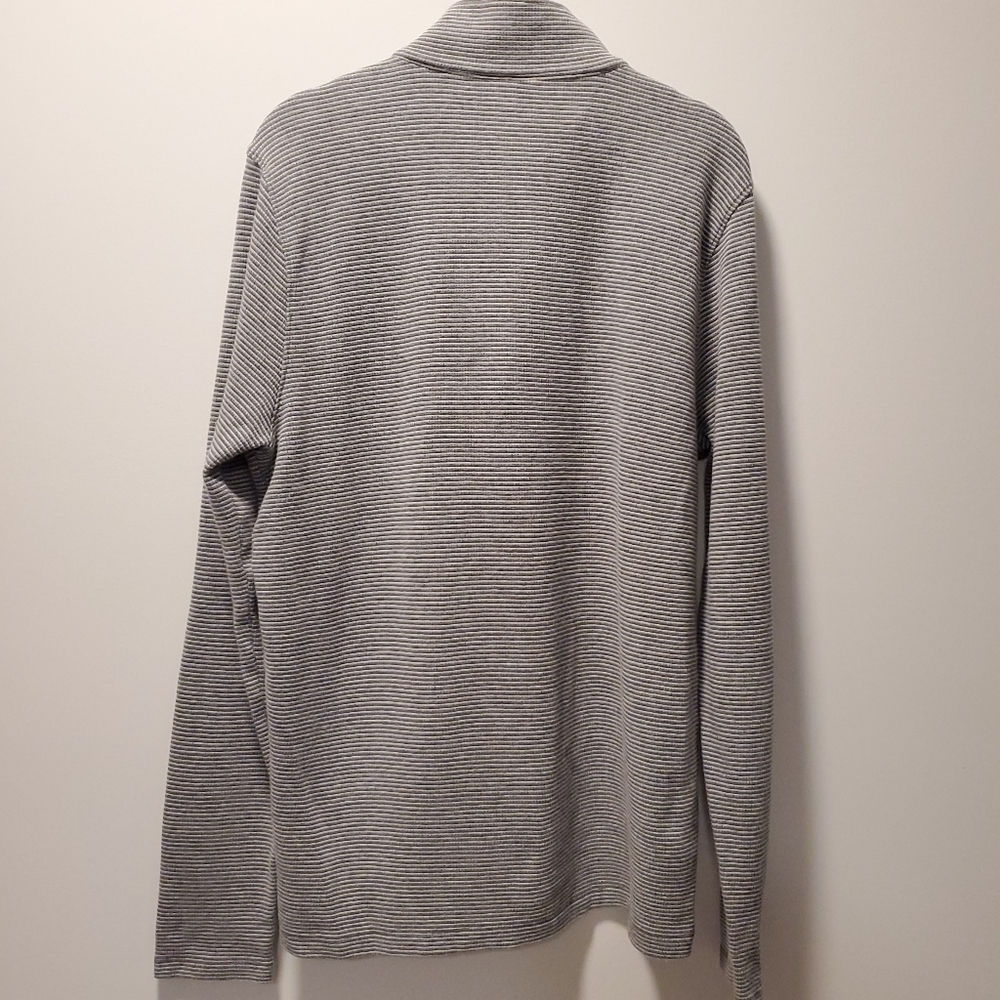 Michael Kors Gray Stripe Men's Snap Button‎ Pullover Sweater Large - Picture 4 of 12